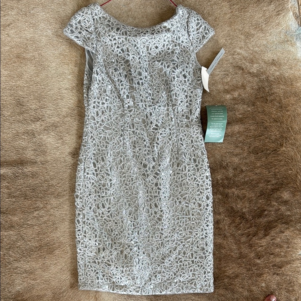 Simply Liliana Silver Sequin Sheath Dress NWT